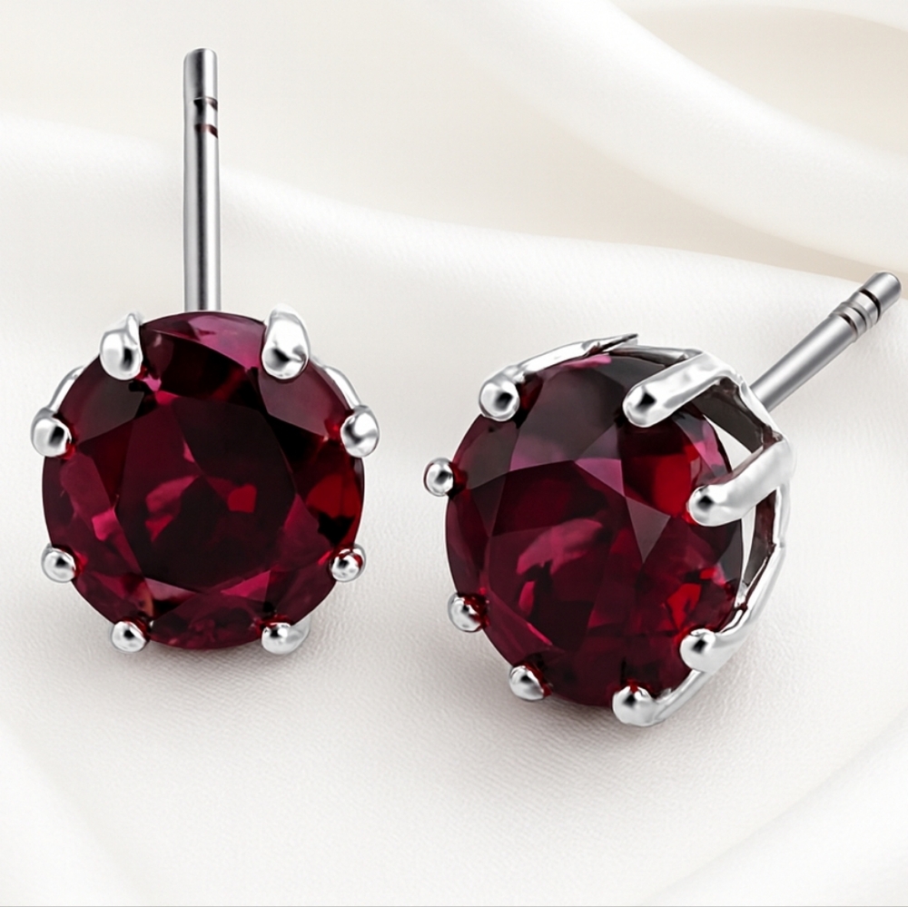 2 CTW Purple Swarovski Crystal Stud Earrings in Sterling Silver Overlay Jewelry